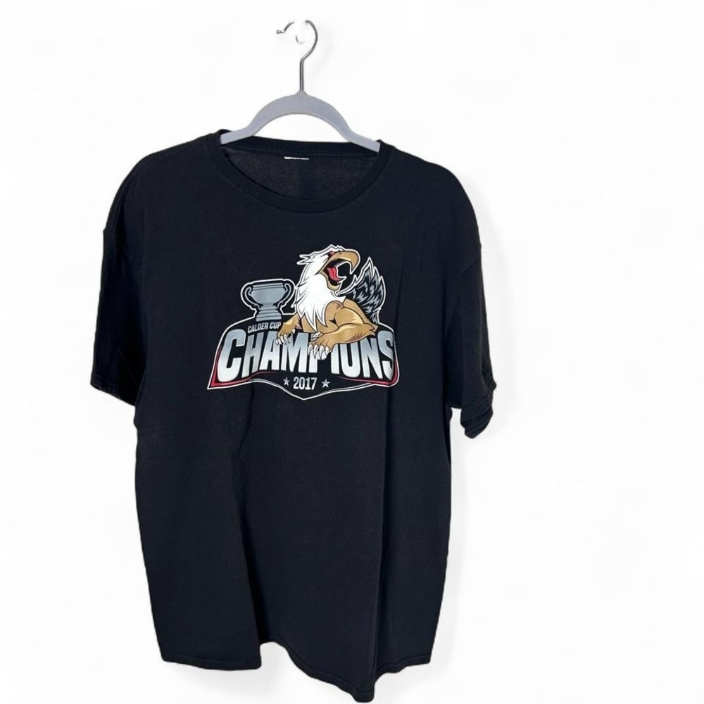 Black 2017 Calder Cup Champions T-Shirt Grand Rapids Griffins XL  #hockey‎